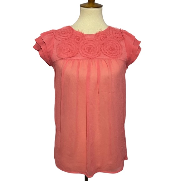 BCBGeneration Semi Sheer Short Sleeve Blouse - Picture 1 of 12